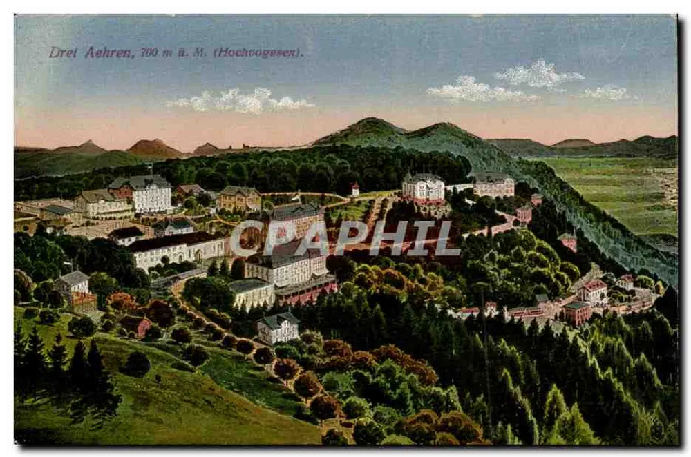 Drei Aehren, 760 m acima do nível do mar (Hochhoogesen) — vista aérea — editor: Emil Hartmann, Neuer Markt II, Breslau - Frente