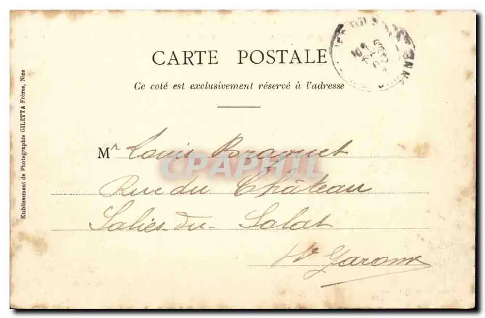 Kette der Alpen — Ausflug in die Umgebung von Peïra-Cava (Alp-Mar.) — Künstlerische Sammlung, Nice - Rückseite