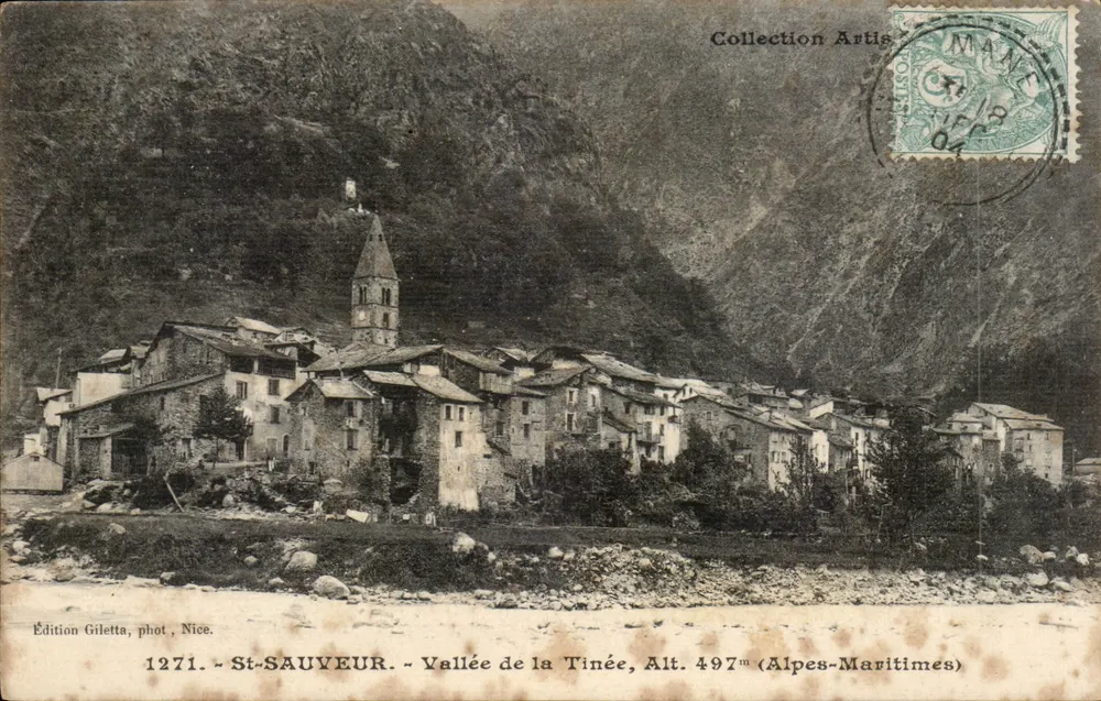 St-Sauveur — Vale da Tinée, Alt. 497m — Édition Giletta, fot. Nice, n°1271 - Frente