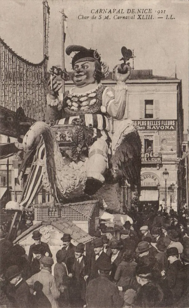Carnevale di Nizza 1921 — Carro di S.M. Carnevale XLIII — L.L. - Recto