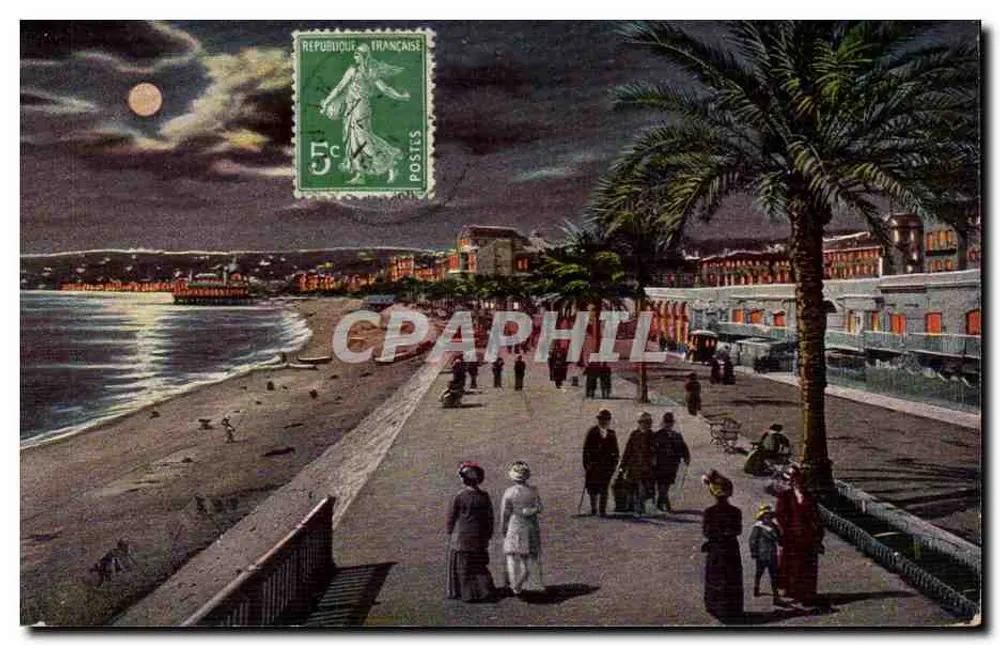 Nice — Le Quai du Midi et la Jetée. Nachtansicht. ND. Phot. - Vorderseite