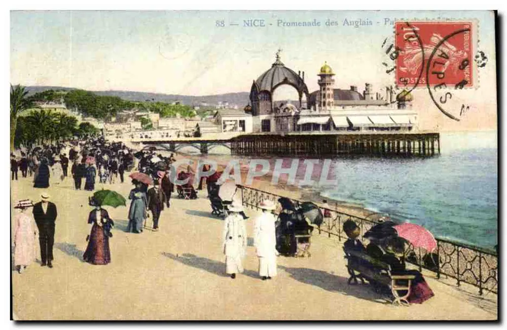 Nice - Promenade dos Ingleses - Vista do porticado - Edição Giletta Fot. Nice - Frente