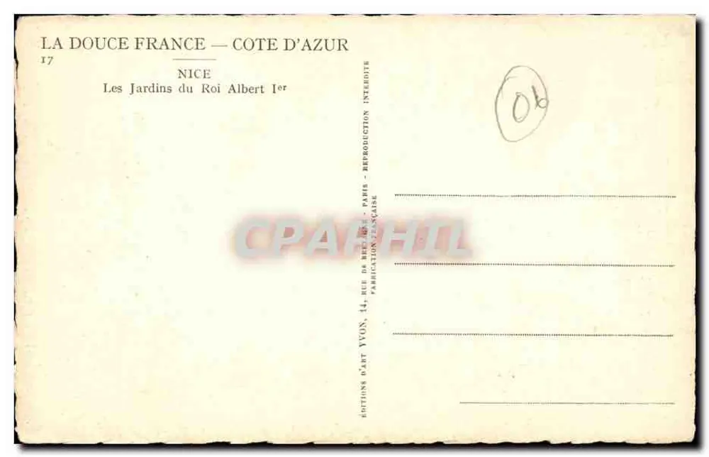 Os Jardins do Rei Albert I — Nice — Éditions d'Art Yvon - Verso