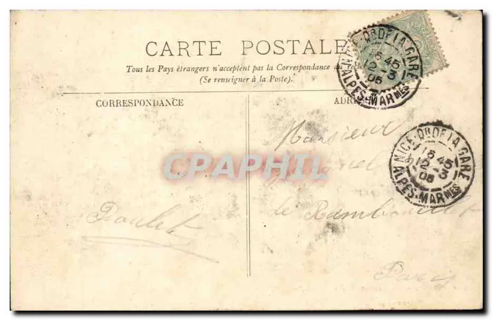 NICE — A Promenade dos Ingleses — LL. n° 230 - Verso