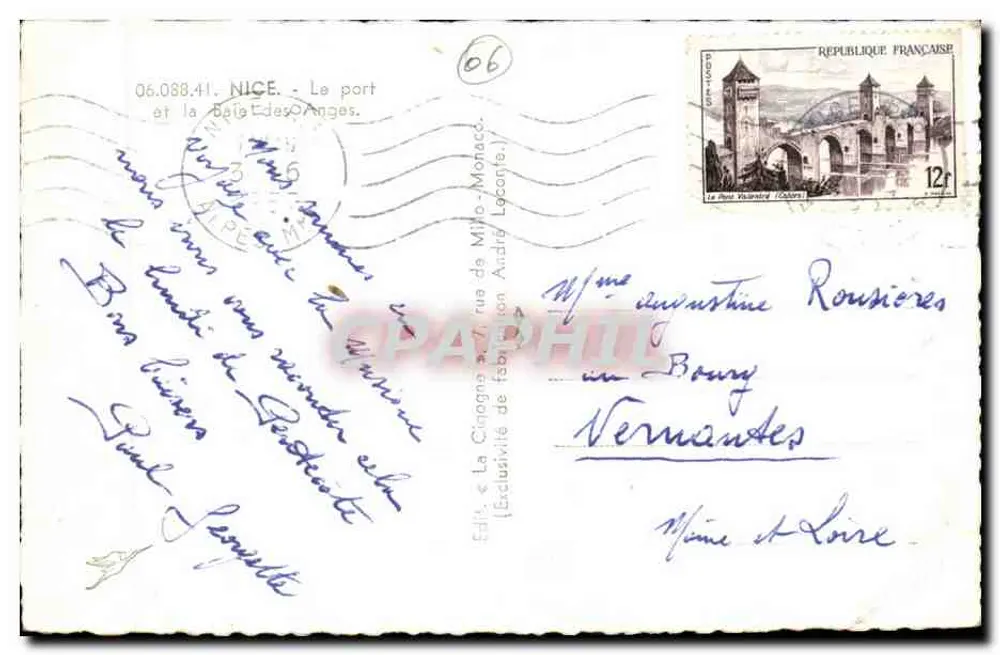 Nice - O porto e a Baía dos Anjos — Ed. «La Cinéga» de M. André Lecointe, n° 06.088.41 - Verso