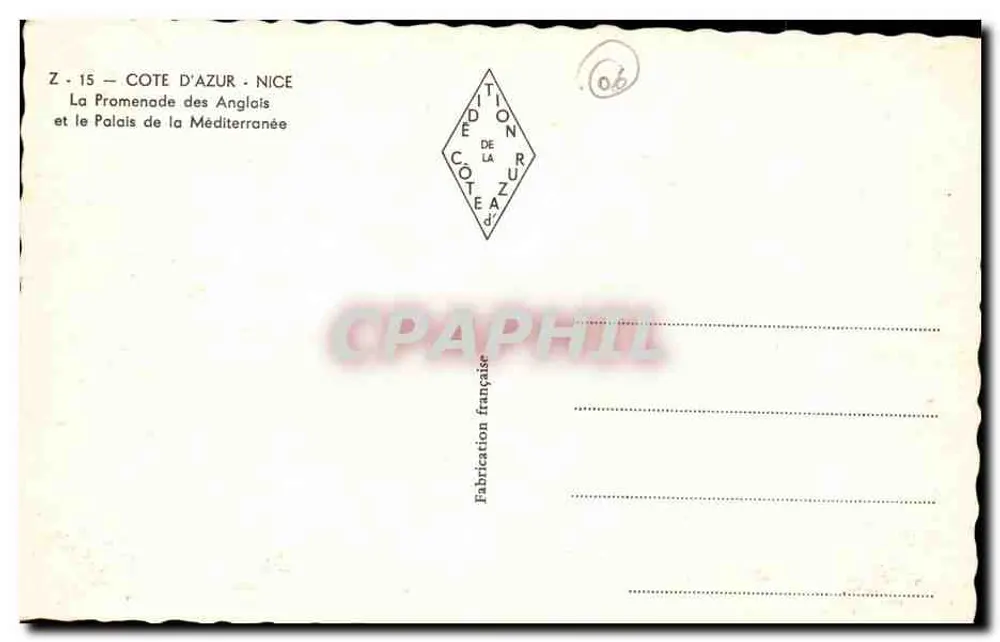 Nice — Promenade des Anglais und das Palais de la Méditerranée — Édition de la Côte d'Azur - Rückseite