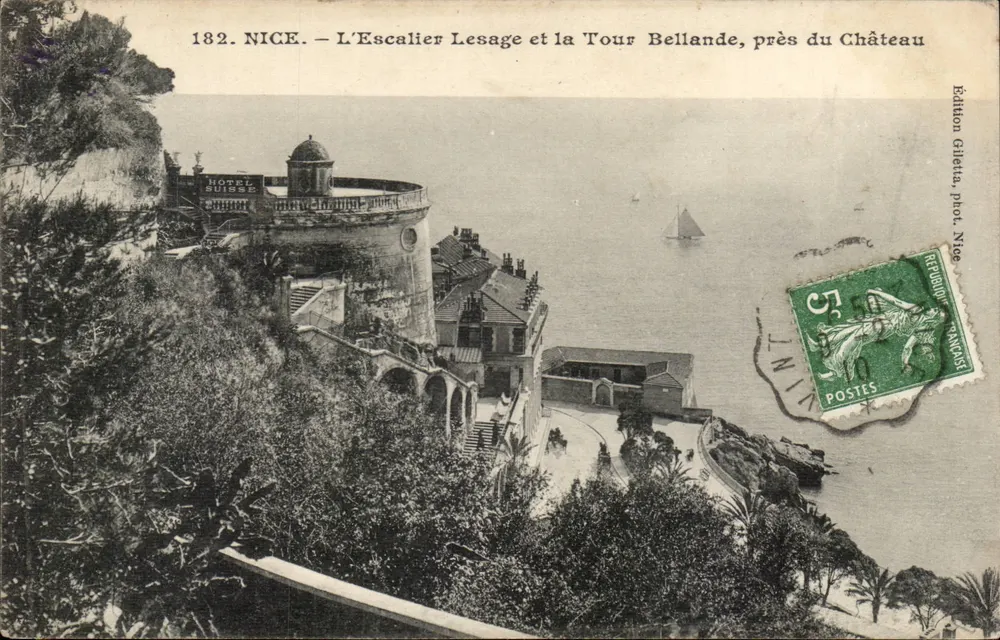 Nice — L'Escalier Lesage und die Tour Bellande, nahe dem Schloss — Giletta-Ausgabe, Nr. 182 - Vorderseite