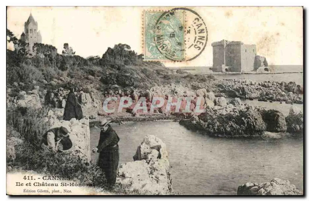 Cannes — Isla y Castillo de San Honorato — Edición Giletta, fot. Nice, n°411 - Anverso