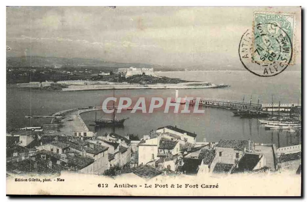Antibes - Der Hafen & das Fort Carré — Edition Giletta, photo. - Nice, Nr. 612 - Vorderseite