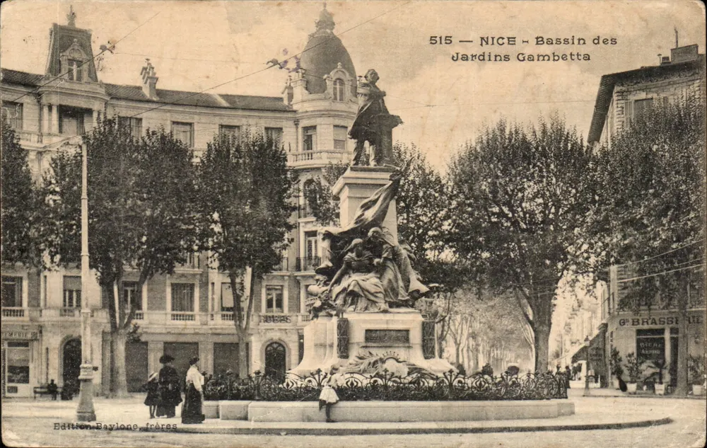 Nice - Bassin dos Jardins Gambetta — Edição Baylone frères, n° 515 - Frente