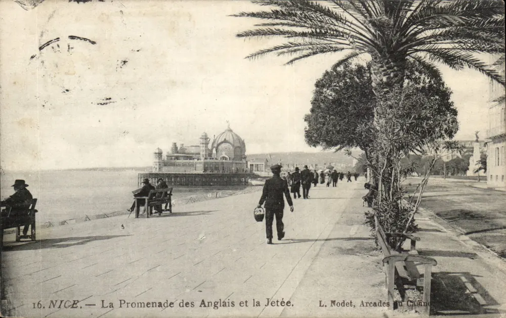 Nice — A Promenade dos Ingleses e a Dique — L. Nodet, Arcadas do Casino - Frente