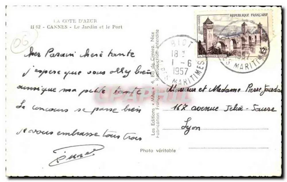 Cannes — O Jardim e o Porto — Les Editions Françaises - Verso