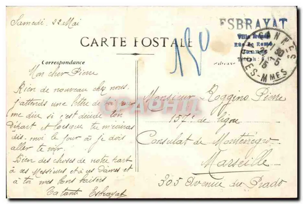 Ilha Santa Margarida — Lembrete — Edição VDF - Cannes - Verso