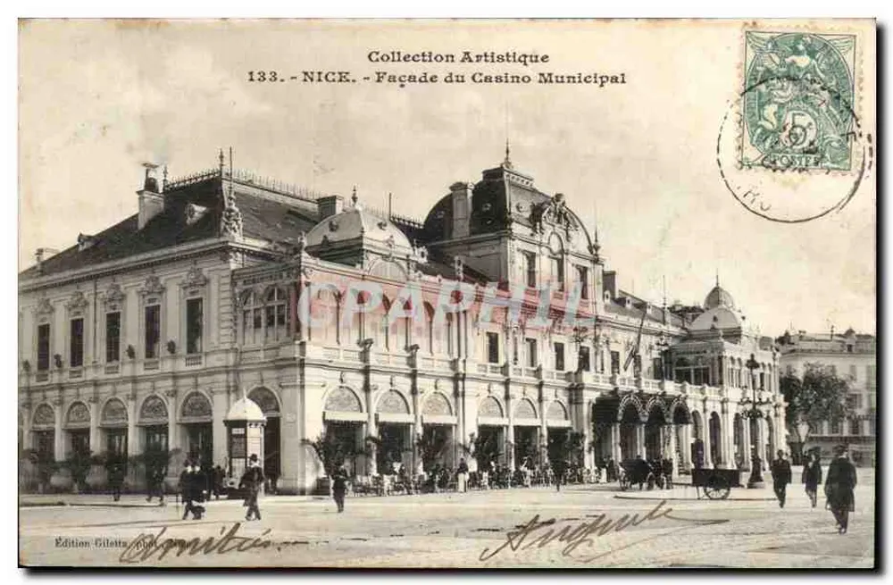 NICE - Fachada do Casino Municipal — Coleção Artística, n°133 — Edição Giletta - Frente
