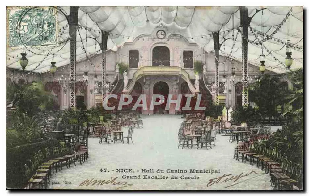 NICE - Saal des Gemeindekasinos - Großer Treppenaufgang des Kreises — phot. Wm. Dubus, NICE, n°47 - Vorderseite