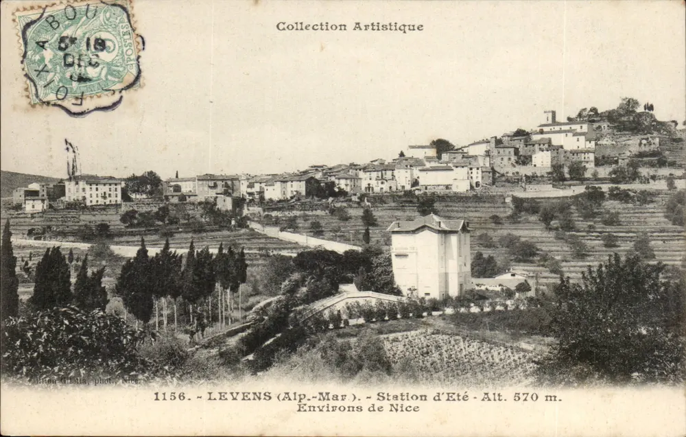 Levens (Alp.-Mar.) — Estação de Verão — Alt. 570 m. — Coleção Artística — Editor: Salièr du Salas, Nice — N° 1156 - Frente