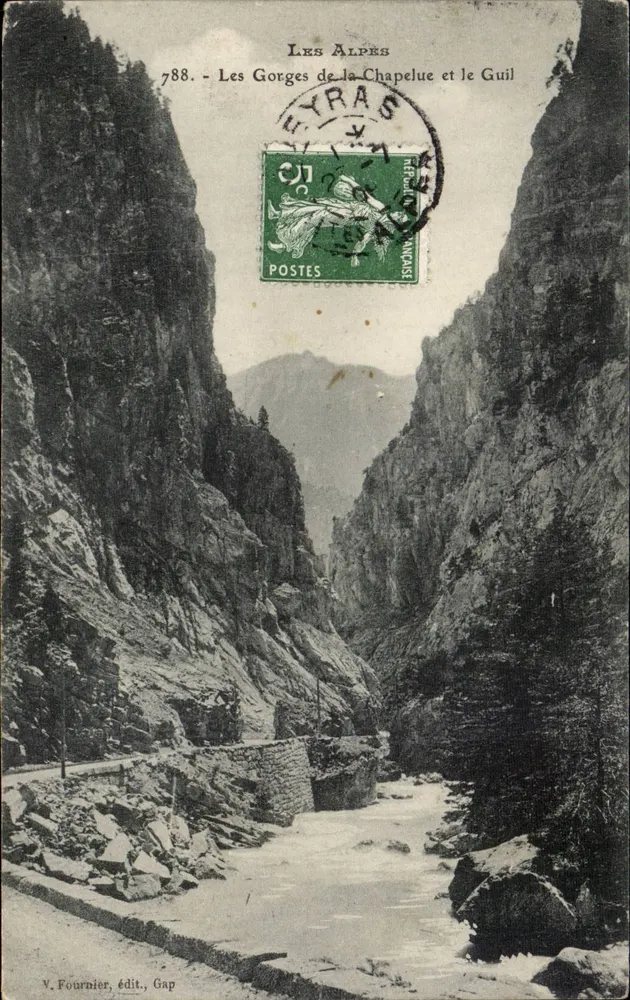 Le Alpi — Le Gorges de la Chapelue e il Guil — V. Fournier, edit., Gap, n°788 - Recto