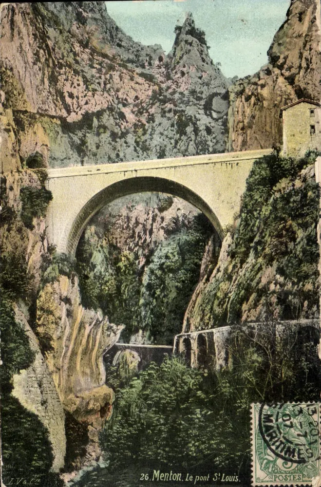 Menton. O ponte Saint-Louis — editor L.Va. C2 - Frente