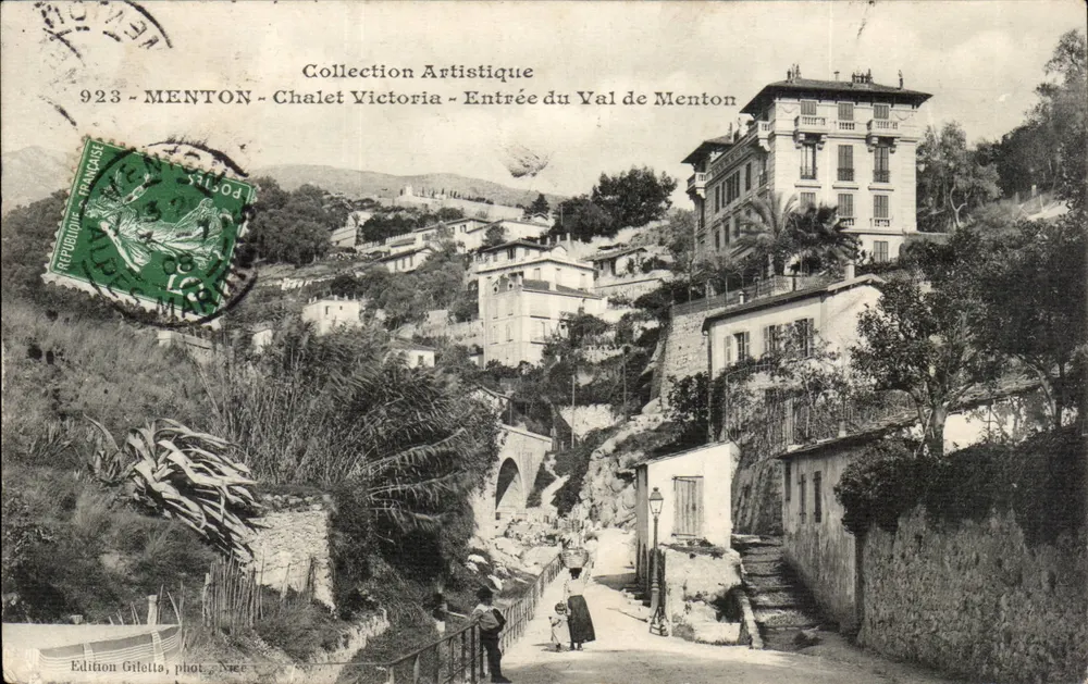 Menton - Chalet Victoria - Eingang zum Tal von Menton — Künstlerische Sammlung, Ausgabe Gilella, n° 923 - Vorderseite