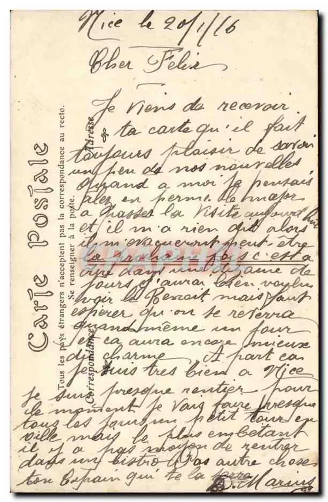 Menton — Eine Straße im Altstadtviertel — ND Phot, Nr. 728 - Rückseite