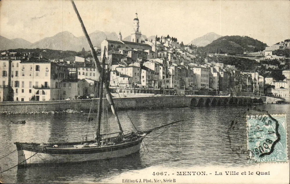 Menton - A Cidade e o Cais — Edição G.J. Fotografia Nice, Série B - Frente