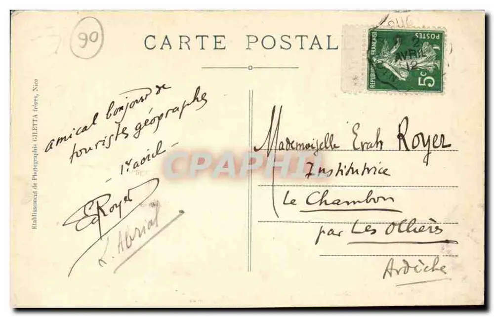 Guillaume (A.M.) — Tal des Var — Édition Gileta, Nice, n°1146 - Rückseite