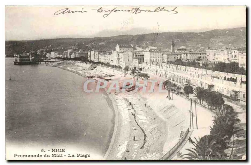 Nice - Promenade do Midi - A Praia — Edição Rimaux, n°5 - Frente
