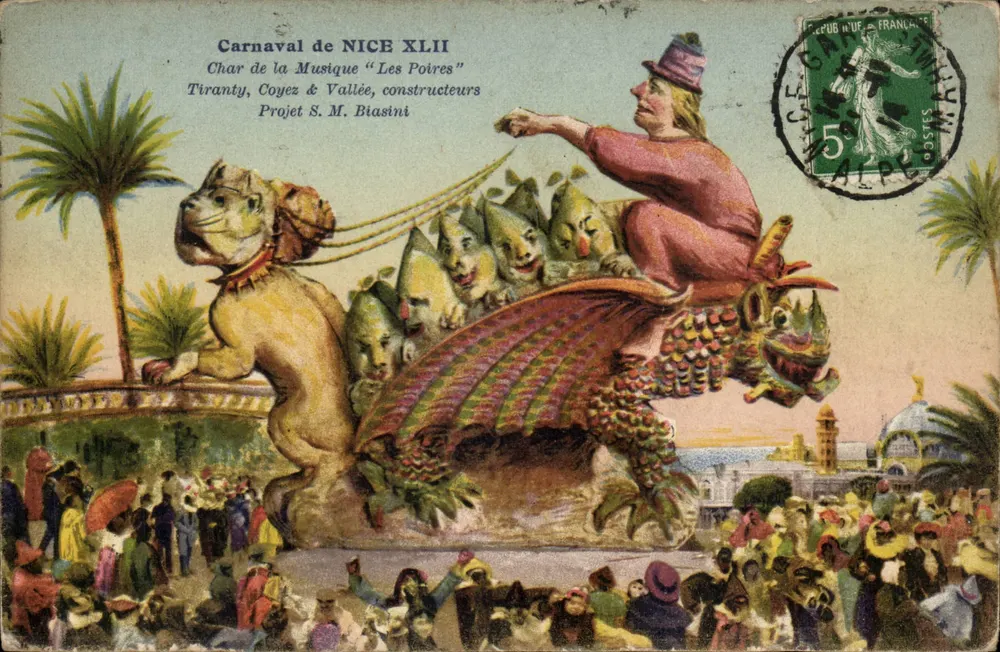 Karneval von NICE XLII — Musikwagen "Les Poires" — Tiranty, Coyez & Vallée, Hersteller - Vorderseite