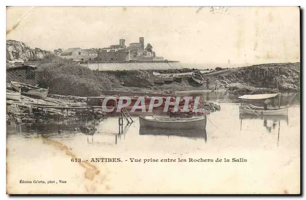Antibes — Ansicht zwischen den Rochers de la Salis — Edition Grètta, Foto Nice, Nr. 613 - Vorderseite