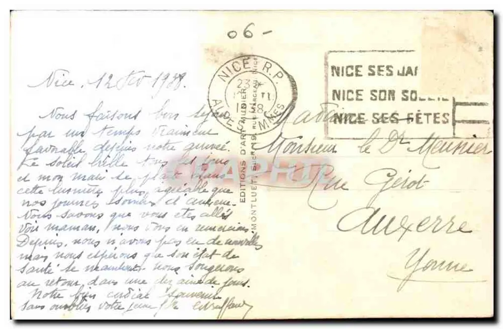 Nice - Vista Geral, tirada do Mt Boron — Munier n°249 - Verso