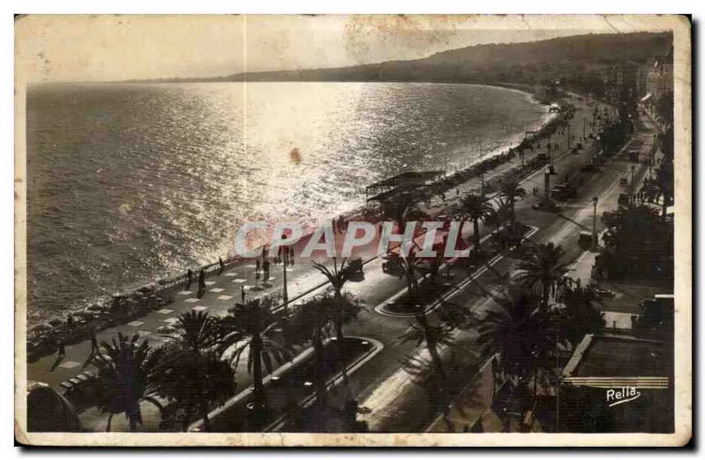 Nizza - Vista del tramonto sulla Promenade des Anglais e sulla Baia degli Angeli — Collezione 'La Côte d'Azur' — Rella - Recto