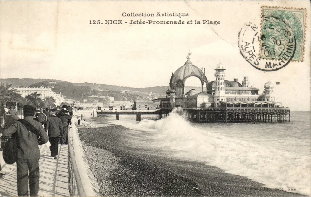 NICE - Píer-Promenade e a Praia — Coleção Artística, n°125, Edição Gilelta, Nice - Frente
