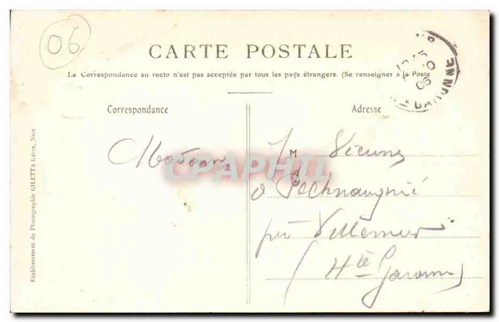 NICE - Píer-Promenade e a Praia — Coleção Artística, n°125, Edição Gilelta, Nice - Verso