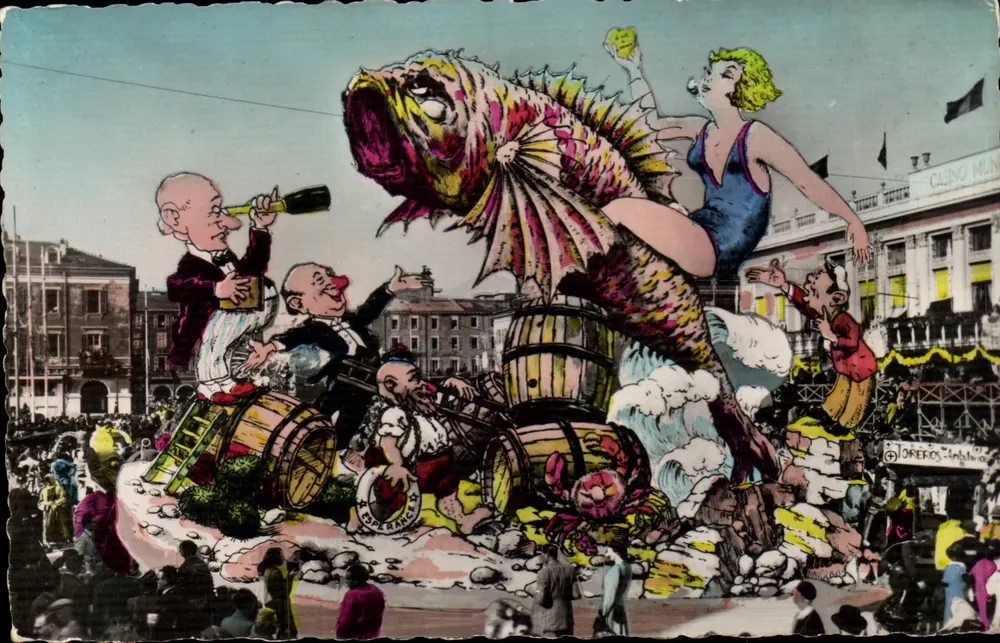 Karneval von Nizza 1955 — Wagen Nr. 1 'Wer sich dran ranwagt, wird gestochen' — Éditions A.D.I.A. - Vorderseite