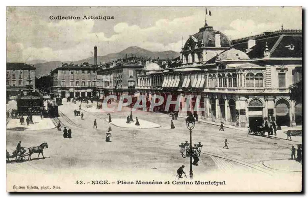 Nice - Place Masséna und Municipales Casino — Künstlerische Sammlung, Giletta-Ausgabe, Nr. 43 - Vorderseite