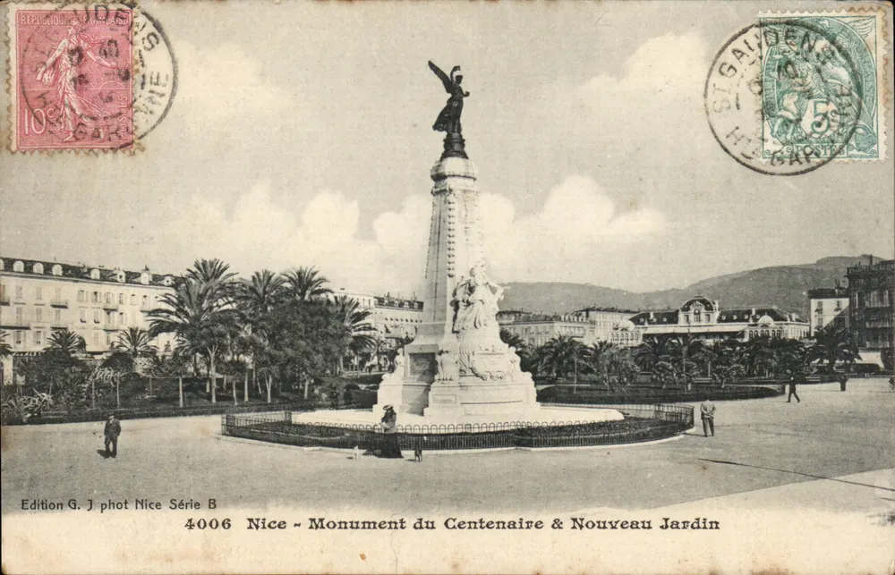 Nice - Monument des Centennaires & Neuer Garten — Edition G. J. phot Nice Serie B - Vorderseite