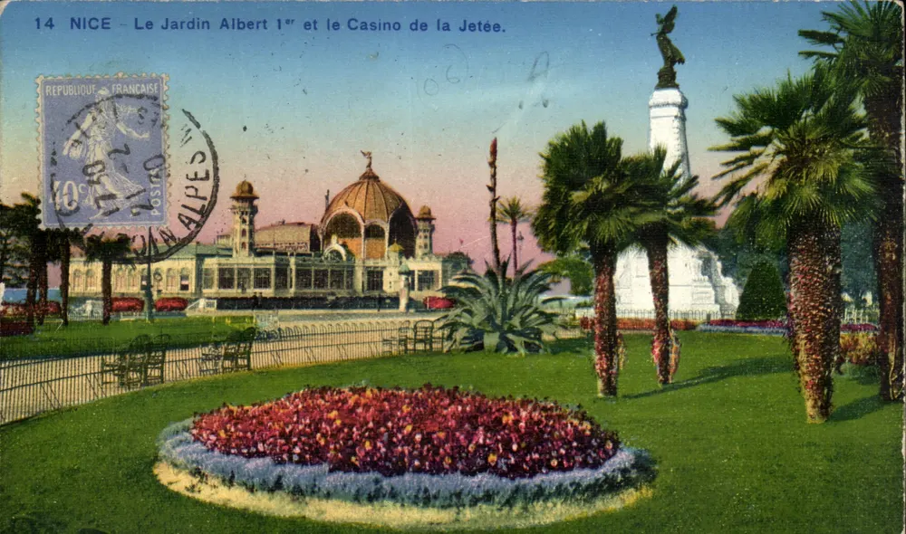 NICE — Le Jardin Albert 1er und das Casino de la Jetée — Verlag Photochrome, n°14 - Vorderseite