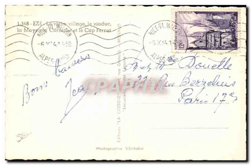 Die Storch — Die Mittlere Promenade und der Cap Ferrat — Éditions 'LA CIGOGNE' - Rückseite