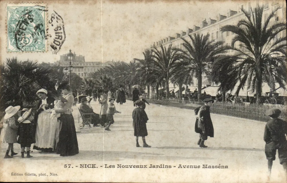 Nice - Die neuen Gärten - Avenue Masséna — Giletta-Ausgabe, Foto. Nice, Nr. 57 - Vorderseite