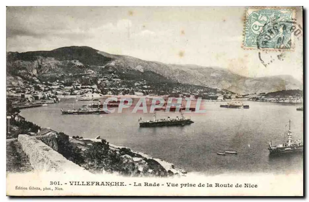 Villefranche - Die Bucht - Ansicht vom Weg nach Nice — Edition Giletta, phot., Nice, n° 301 - Vorderseite