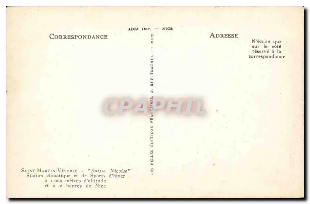 Saint-Martin-Vésubie — Vista geral — editor ADIA IMP. — NICE, n° 7444 - Verso