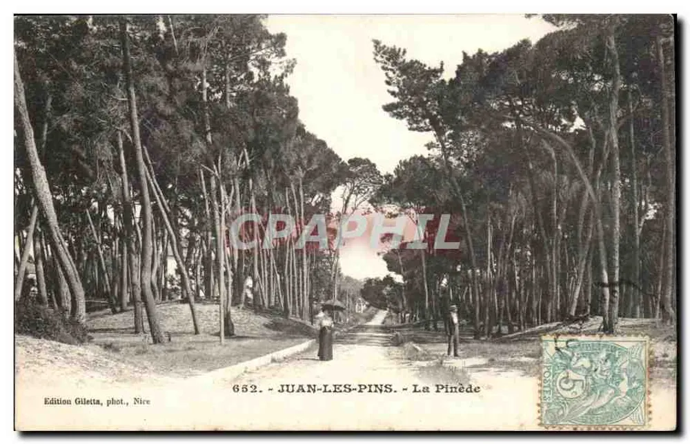 Juan-les-Pins — A Pinède — Edição Giletta, fotografia, Nire, n° 652 - Frente