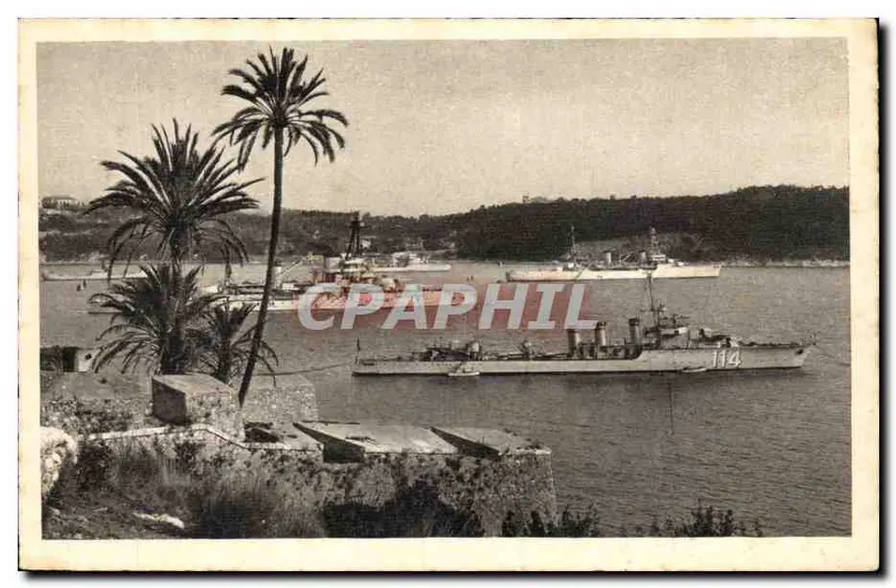 Villefranche-sur-Mer — Ansicht der Bucht, der Citadel und der Flotte — Verlag: Braun & Cie, Imp. Mulhouse-Dornach - Vorderseite