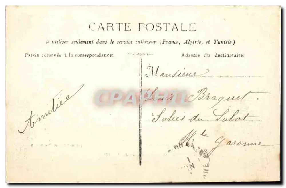 Menton - Promenade do Midi — Edição G.J. Phot, n° 4079 - Verso