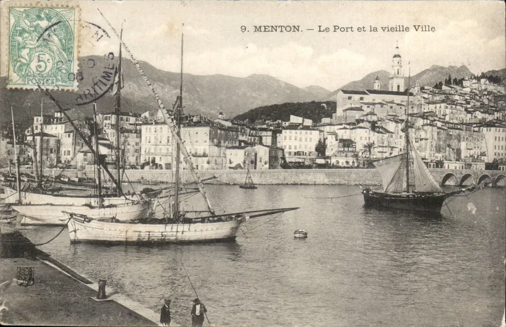 Menton — Der Hafen und die Altstadt — Verlag nicht sichtbar, Seriennummer 9 - Vorderseite