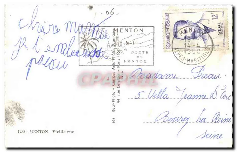 Vendedor a cavalo — Menton — editor Réa-Photo - Verso