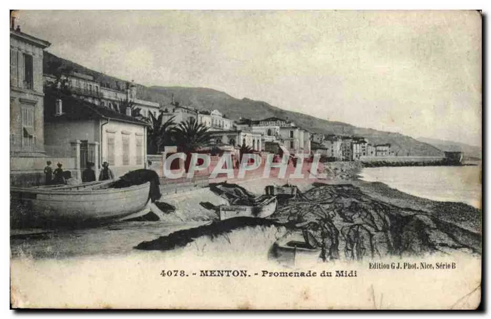 Menton - Promenade du Midi — Edição G.J. Phot, Nice, Série B - Frente