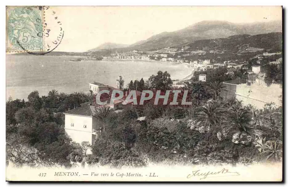 Menton — Vista para o Cap-Martin — LL. n°437 - Frente