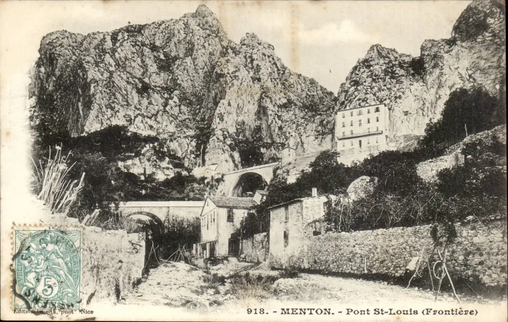 Menton - Ponte St-Louis (Fronteira) — editor Édouard Truguet, fot. Nice, n° 918 - Frente