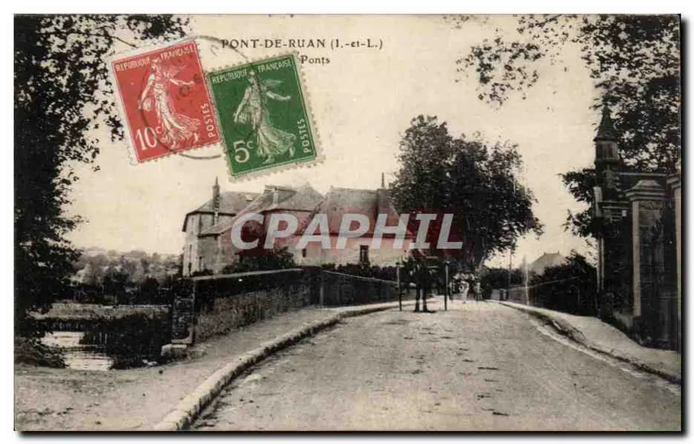 Pont-de-Ruan (Loire-et-Loire) — vista da estrada e do ponte — editor desconhecido, número de série não visível - Frente